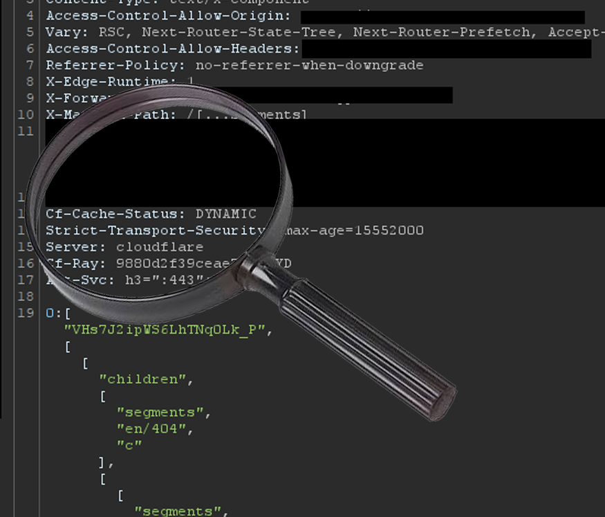 Zoomed in on the Cf-Cache-Status header showing DYNAMIC
